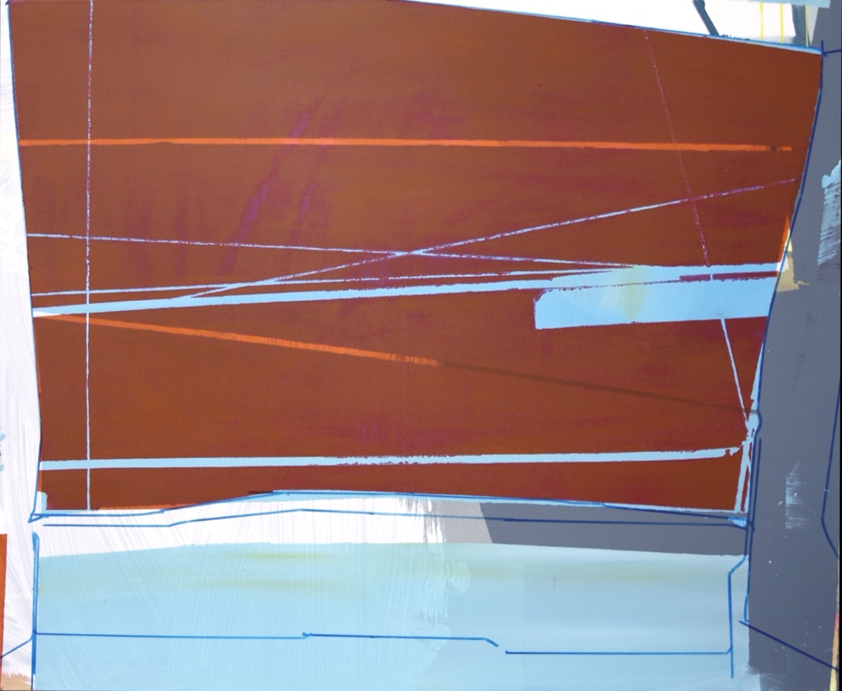 Zersplitterter Raum, 130 cm x 170 cm, Acryl, Lack, Papier auf
          Leinwand, 2014