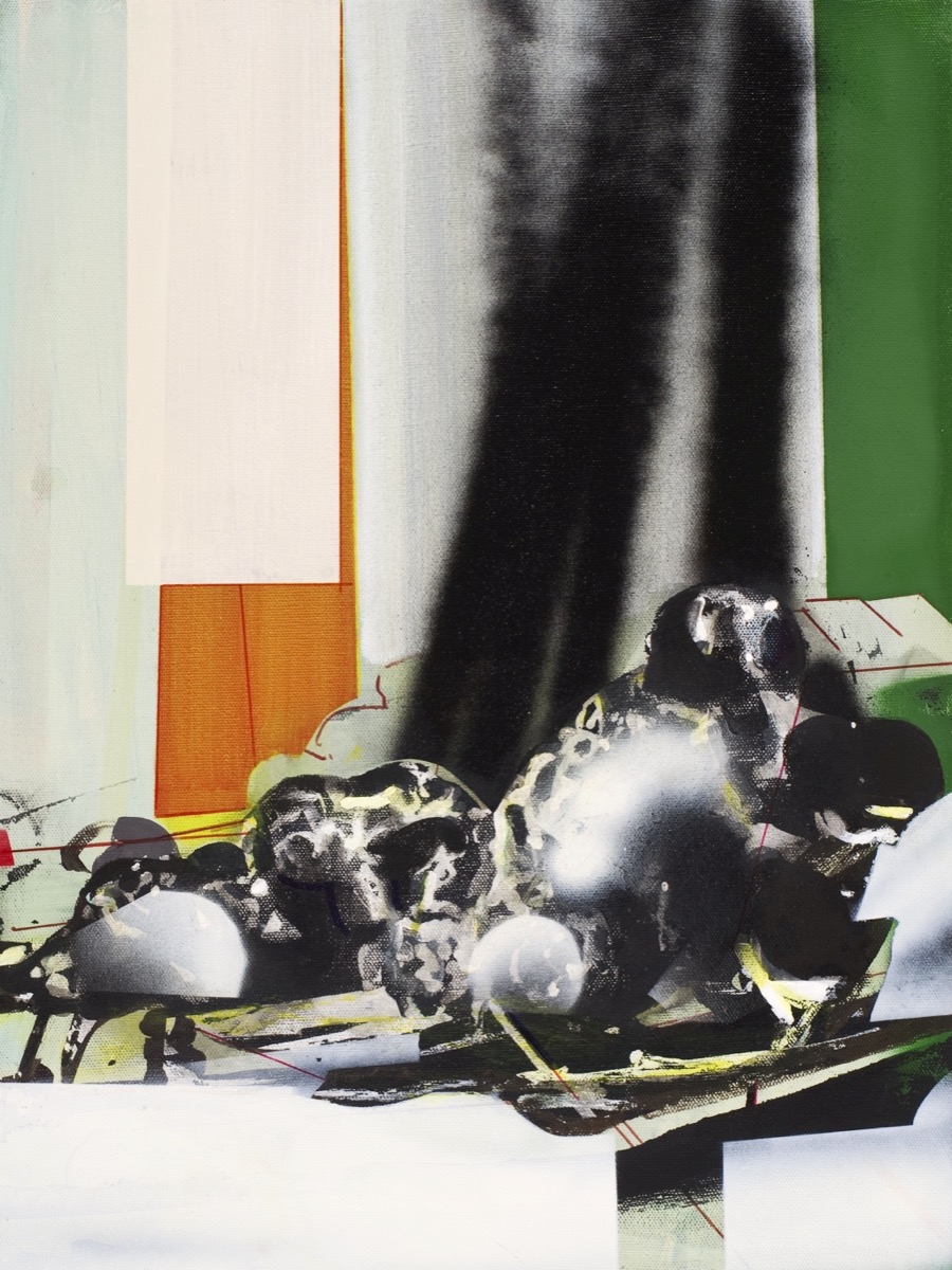 1 Raumstruktur1, 175 cm x 140 cm, Acryl, Lack, Papier, 2022